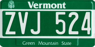 VT license plate ZVJ524