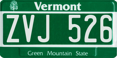 VT license plate ZVJ526
