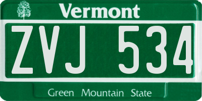 VT license plate ZVJ534