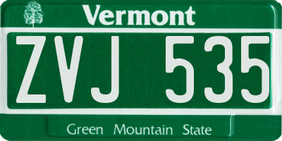 VT license plate ZVJ535