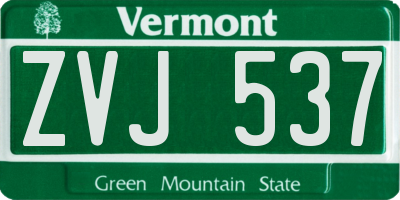 VT license plate ZVJ537
