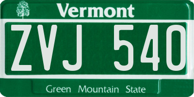 VT license plate ZVJ540