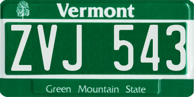 VT license plate ZVJ543