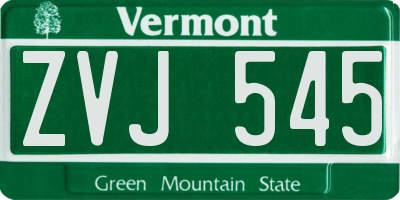 VT license plate ZVJ545