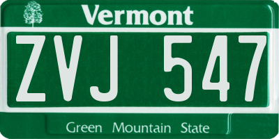 VT license plate ZVJ547