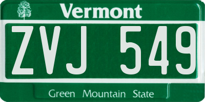 VT license plate ZVJ549