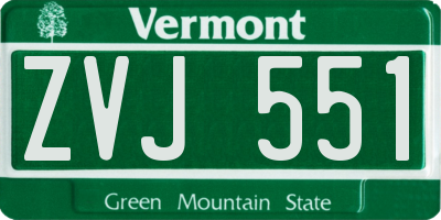 VT license plate ZVJ551