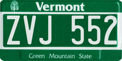 VT license plate ZVJ552