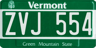 VT license plate ZVJ554