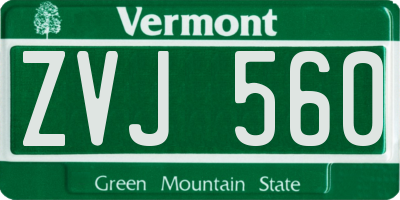 VT license plate ZVJ560