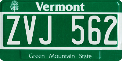 VT license plate ZVJ562