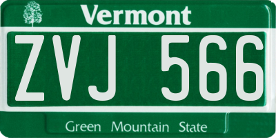VT license plate ZVJ566