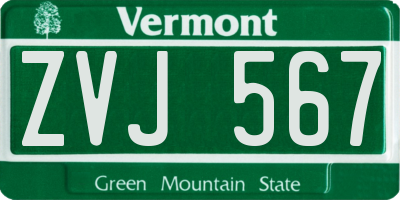 VT license plate ZVJ567
