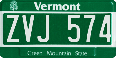 VT license plate ZVJ574