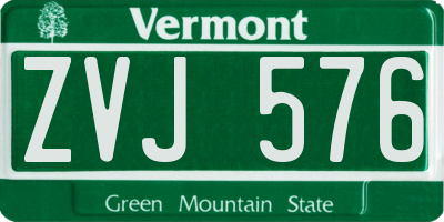VT license plate ZVJ576