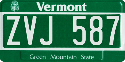 VT license plate ZVJ587
