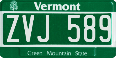 VT license plate ZVJ589