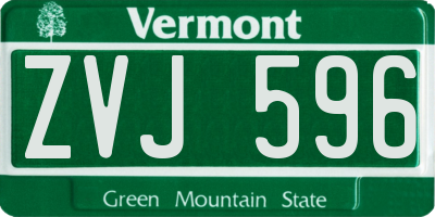 VT license plate ZVJ596