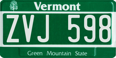 VT license plate ZVJ598