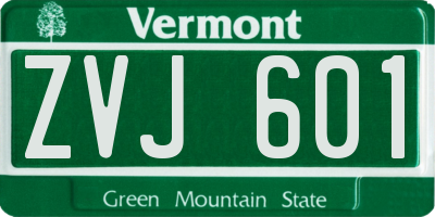 VT license plate ZVJ601