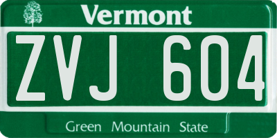 VT license plate ZVJ604