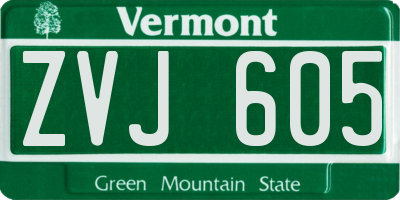 VT license plate ZVJ605