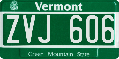 VT license plate ZVJ606