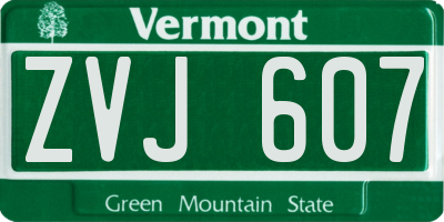 VT license plate ZVJ607