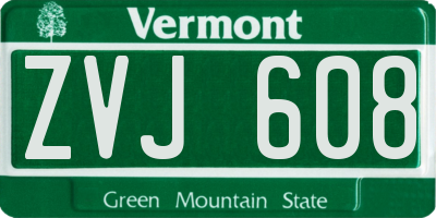 VT license plate ZVJ608