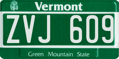 VT license plate ZVJ609
