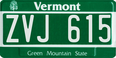 VT license plate ZVJ615