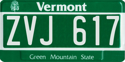 VT license plate ZVJ617