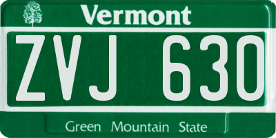 VT license plate ZVJ630
