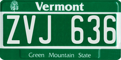 VT license plate ZVJ636