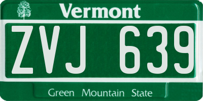 VT license plate ZVJ639