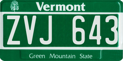 VT license plate ZVJ643