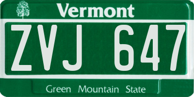 VT license plate ZVJ647
