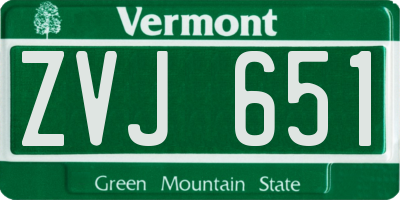 VT license plate ZVJ651