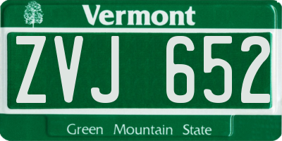 VT license plate ZVJ652