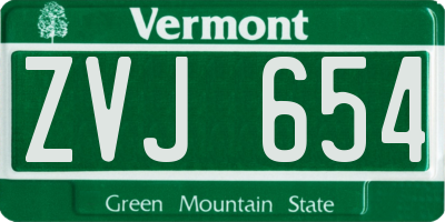 VT license plate ZVJ654