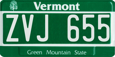 VT license plate ZVJ655