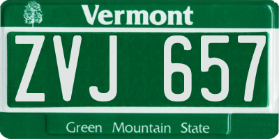 VT license plate ZVJ657