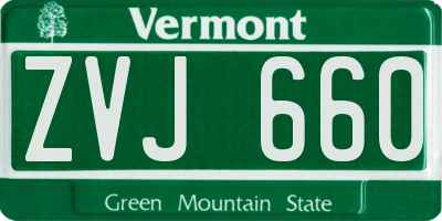 VT license plate ZVJ660