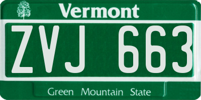 VT license plate ZVJ663