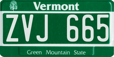 VT license plate ZVJ665