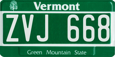 VT license plate ZVJ668