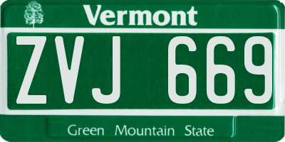 VT license plate ZVJ669