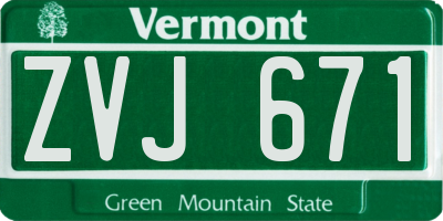 VT license plate ZVJ671