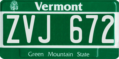 VT license plate ZVJ672