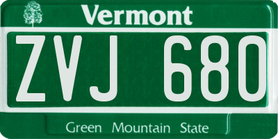 VT license plate ZVJ680